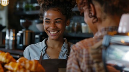 Sticker - Smiling Barista Serving Customer