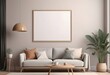 © Sharif54 - Frame mockup ISO A paper size. Interior mockup with house background. Living room wall poster mockup design.  Modern interior design. 3D render