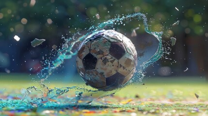 soccer ball in action ai generated art