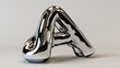 © ckybe - A shiny reflective letter A made of molten metal with a fluid droplet shape, perfect for futuristic font designs.