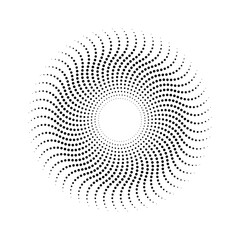 Poster - Modern abstract background, halftone dots in spiral, vector doted shapes, halftone dots, striped border circle frame, round logo