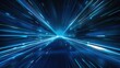 © Maftuh - Dynamic image of blue light streaks radiating from a central point creating an impression of high-speed movement or hyperspace travel