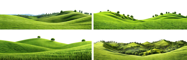 Wall Mural - Set of green hills lanscapes, cut out