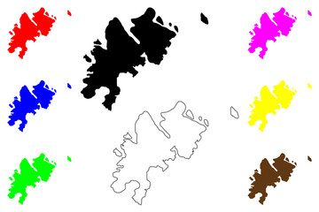 Berlenga Grande island (Portugal, Portuguese Republic) map vector illustration, scribble sketch Ilha da Berlenga Grande map