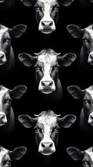 cow head pattern over a black background