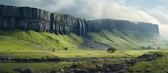 Poster - Mountain cascade with streaming brook