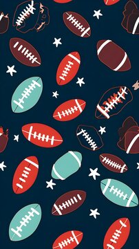 footballs spread out over a dark blue background pattern