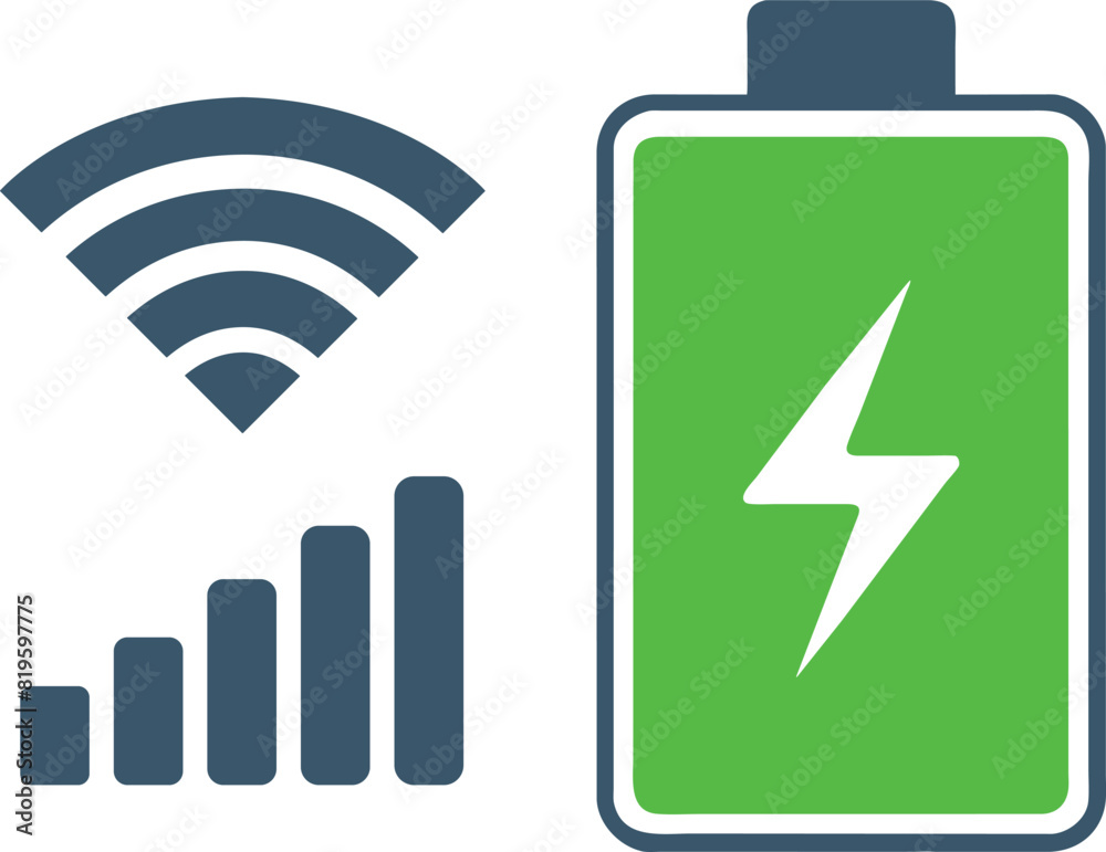 Battery charging icon, power level indicator, vector illustration. Flat ...