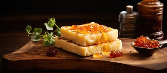 Poster - A bread slice topped with sauce