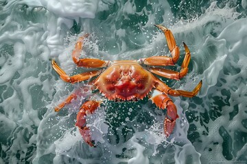 Wall Mural - big crab in the sea at sunset