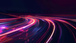 © Ghulam - Dynamic luminous streaks on a dark backdrop, Modern layout for banners, brochures, and advertisements, Abstract motion curvy urban road with neon light motion