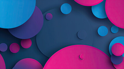 Wall Mural - Minimalist abstract background with rounded shapes in magenta pink, blue and purple color as wallpaper illustration, Geometric abstract colorful background
