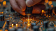 © doomu - Person Fix a Circuit Board extreme closeup. Generative AI