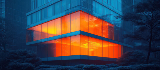 Poster - Light From Building Windows at Night extreme closeup. Generative AI