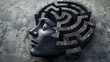 © Ahmed - Maze of reason and psychology concept with man head with labyrinth on light grey background