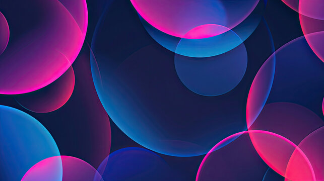 Minimalist abstract background with rounded shapes in magenta pink, blue color as wallpaper illustration, Geometric abstract colorful background