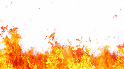 Poster - Intense flames engulfing the lower portion of the image with a white background, representing the concept of fire. Generative AI