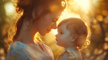 A mother's love is illustrated in this enchanting image that captures the essence of a mother's unwavering love and devotion.