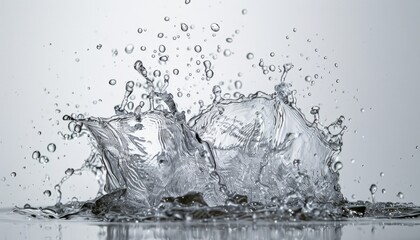 Wall Mural - A similar high-resolution image of water splashing against a stark white background, ideal for clean and focused visual presentations