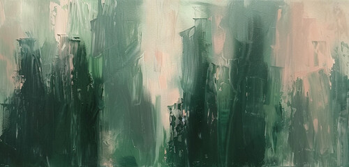 Sticker - Dramatic forest green and dusty rose oil strokes.