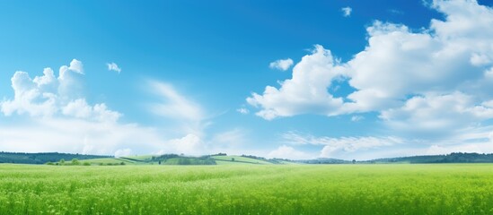 Wall Mural - Nature landscape under a vast blue sky featuring a serene copy space image