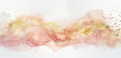 Wall Mural - Sleek & elegant watercolor in blush, ivory, and gold on white.