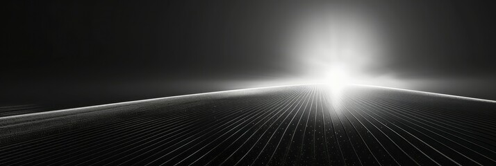 Wall Mural - Monochrome image of a bright light shining at the distant end of a dark tunnel