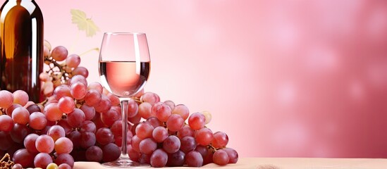 Poster - Pink background with wine grapes providing a copy space image