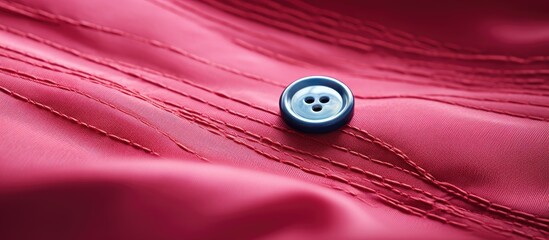 Sticker - Unraveled thread on a button seam of a bedspread with copy space image