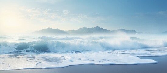 Wall Mural - Scenic beach with crashing waves in the background ideal for a copy space image