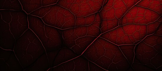 Wall Mural - View from below showing a detailed red leaf vein with copy space image