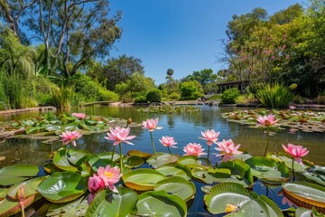 Wall Mural - Tranquil Pond with Blooming Water Lilies