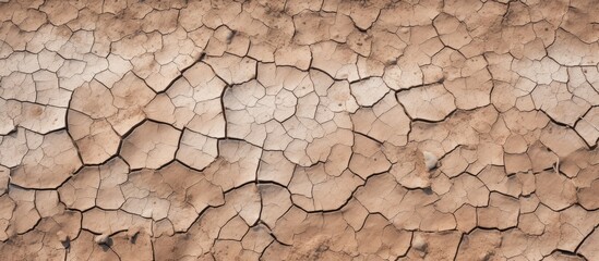 Poster - the parched earth shows cracks void of water with no signs of precipitation resulting in barren land