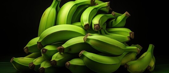 Canvas Print - A cluster of green bananas not suitable for eating yet. Copy space image. Place for adding text and design