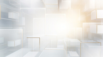 Poster - modern white, gold square tech corporate abstract technology background design banner pattern presen