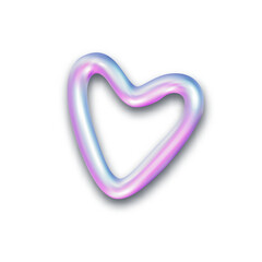 Wall Mural - y2k holographic heart design.aesthetic liquid element .3d vector illustration.