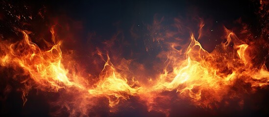 Canvas Print - Image of a spark amidst flames with copy space