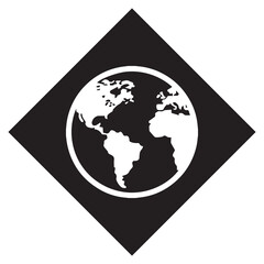 Poster - Globe icon vector. Website internet logo design. Planet vector icon illustration in rhombus isolated on white background