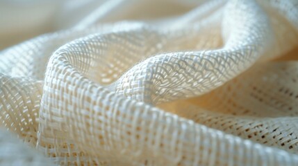 Wall Mural - Macro shot of white sports clothing fabric showing weave and texture