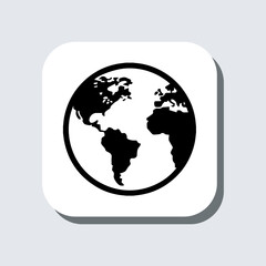 Poster - Globe icon vector. Earth sign symbol in trendy flat style. Planet vector icon illustration in square isolated on gray background