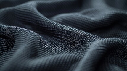 Wall Mural - Macro shot revealing the rich texture of black sports jersey fabric, perfect for athletic designs