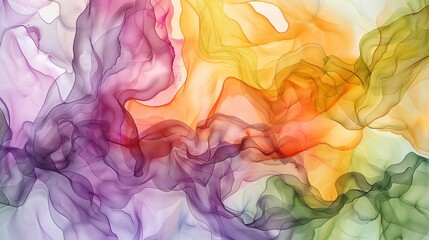 Poster - soft, blending hues in fluid watercolor art with natural shapes.