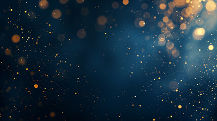 abstract dark bleu background with gold particles, christmas or new year background. beautiful backg