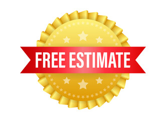 Sticker - Free estimate label. Approximate calculation of the cost. Estimates badge.