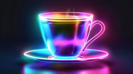 Poster -   A cup of coffee sits atop a saucer, accompanied by a saucer on the side