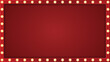 © i_fleurs - Retro light box frame border with 16:9 aspect ratio, red shining marquee banner for web, presentation, thumbnail, vector isolated, cut out.
