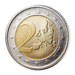 2 euro coin on transparent background