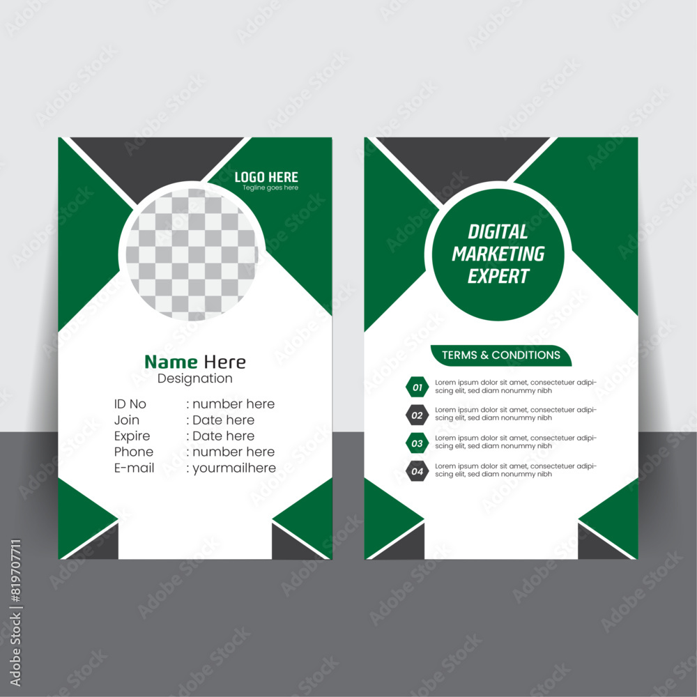 Printable and Professional Clean Modern ID Card Design Stock Vector ...