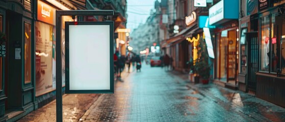 Empty street ad display near a popular tourist attraction