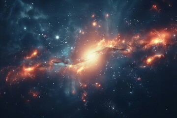 Wall Mural - A close up of a galaxy with a bright orange star in the center